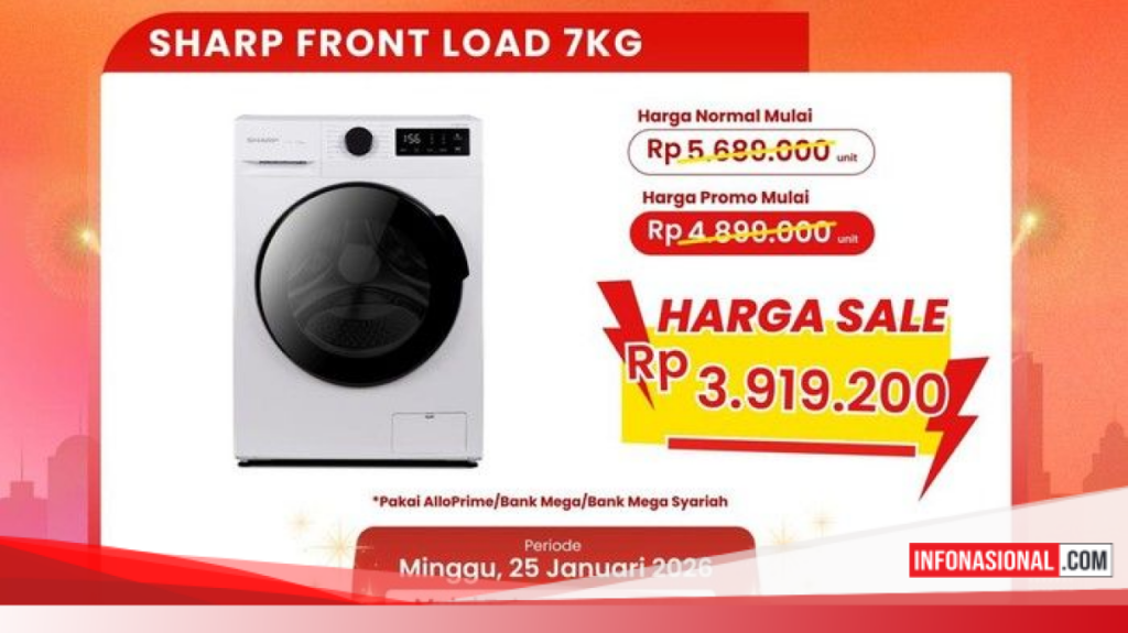 Sharp Front Load 7 Kg Bisa Turun Ke Rp 3,9 Juta, Transmart Full Day Sale Hanya Untuk Kartu Bank Tertentu