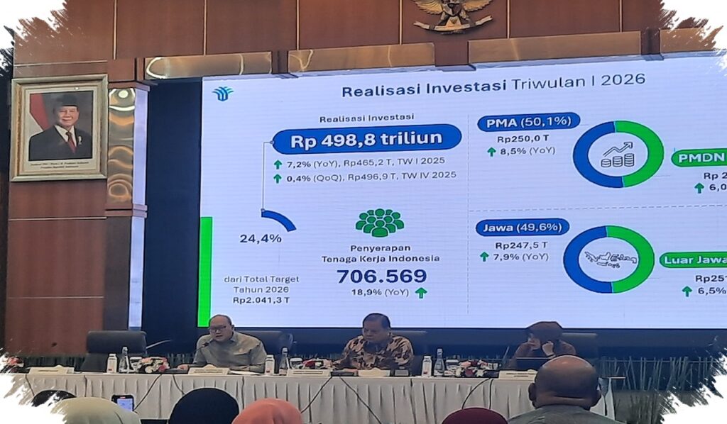 Realisasi Investasi Triwulan I 2026 Tembus Rp498,8 Triliun, Kepercayaan Investor Tetap Terjaga