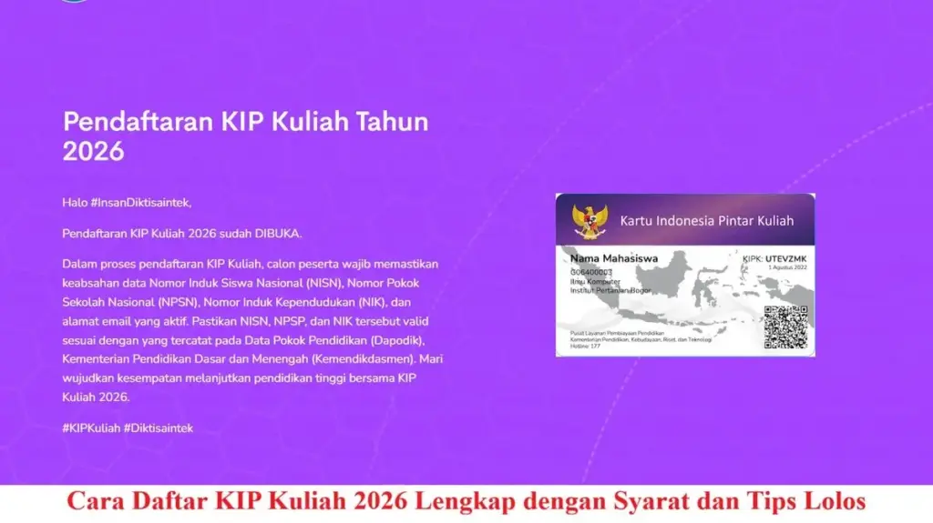 Uang Saku KIP Kuliah 2026 Tembus Rp1,4 Juta, Mahasiswa Kurang Mampu Tetap Bisa Kuliah Gratis