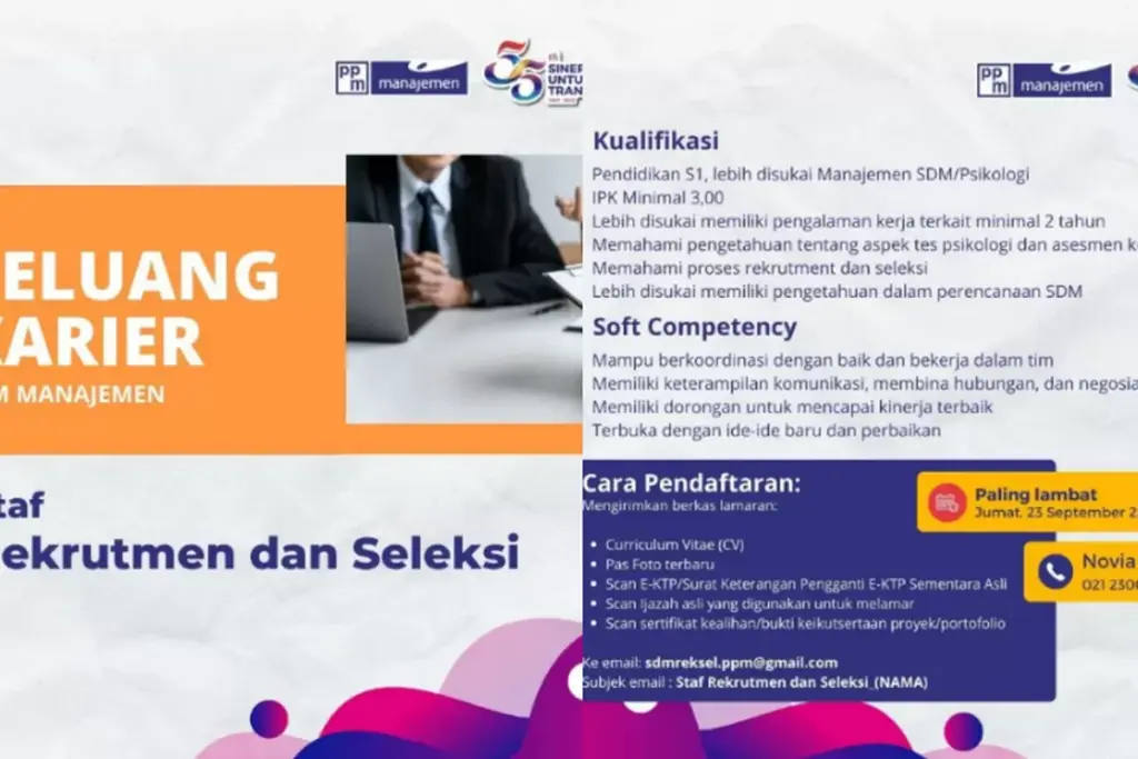 Seleksi Ketat Management Consultant PPM Manajemen April 2026, Wajib S2 Dan Pengalaman Senior
