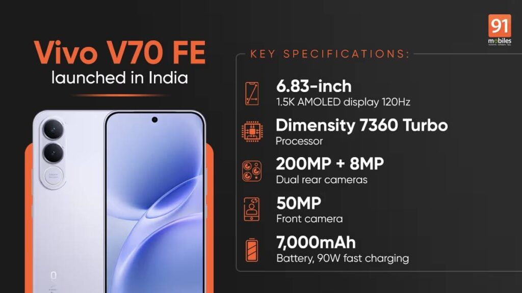 Baterai 7000 mAh dan Isi Cepat 90W, Vivo V70 FE Siap Menemani Aktivitas Seharian