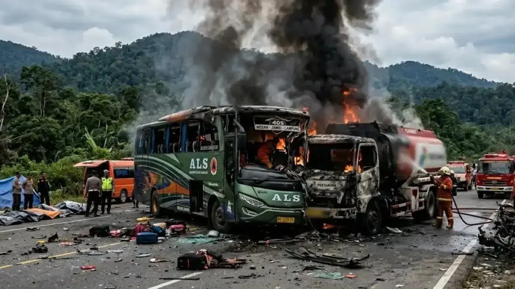 Kecelakaan Bus ALS Di Muratara Menyisakan 16 Korban, Polisi Temukan Tabung Gas Dan Dua Motor Di Muatan