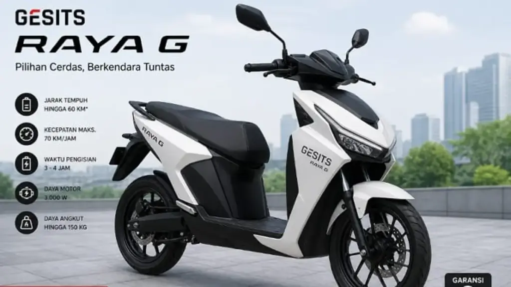 Harga Bersahabat, Gesits Raya 2026 Tawarkan Motor Listrik Lokal Dengan Fitur Lengkap