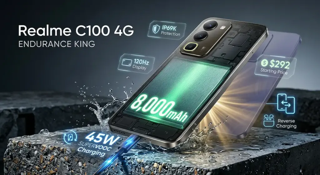 Baterai 8.000 mAh Jadi Andalan Realme C100, Dipadukan Ketahanan Air dan Bodi Tangguh