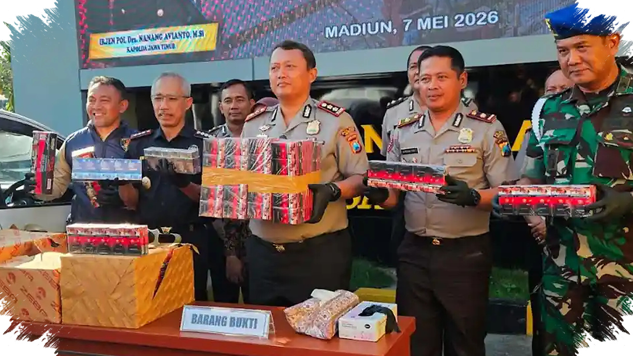 Dua Orang Diamankan Saat Truk Boks Angkut 3 Juta Batang Rokok Ilegal Di Madiun