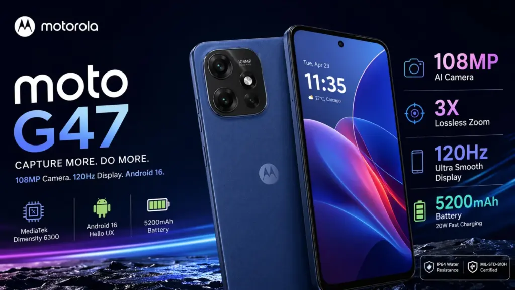 Moto G47 Andalkan Kamera 108MP Dan Baterai 5.200mAh, Layar 120Hz Jadi Pelengkap Andalan