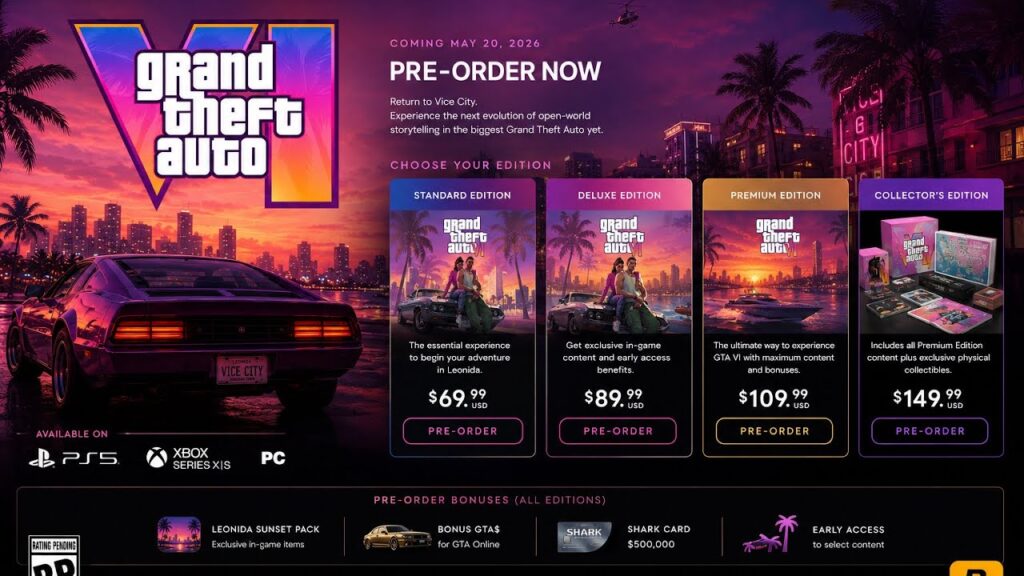 Bocoran GTA 6 Mengarah Ke Enam Edisi, Trailer 3 Disebut Tiba Sebelum Pre-Order Dibuka