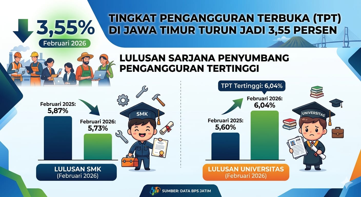 Lulusan Universitas Kini Paling Banyak Menganggur Di Jatim, Meski Angka Totalnya Turun