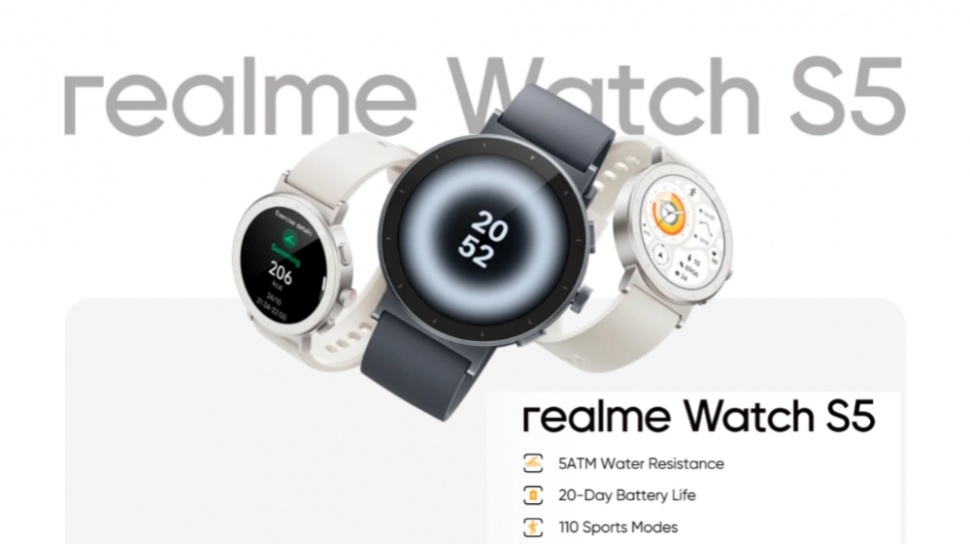 Baterai 20 Hari Dan GPS Mandiri, Realme Watch S5 Tampil Premium Di Kelas Rp1,5 Juta