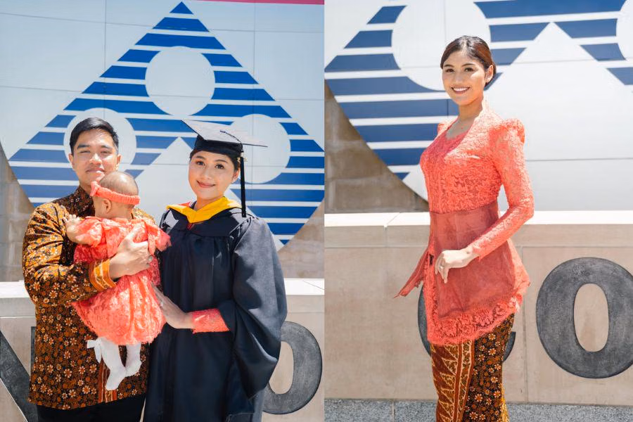 Kebaya Coral-Pink Didiet Maulana Warnai Wisuda S2 Erina Gudono, Tampak Anggun dan Selaras