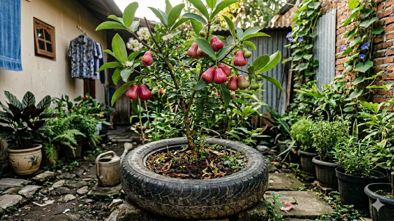 Delapan Pohon Buah Ini Nyaman Di Ban Bekas Motor, Cocok Untuk Lahan Rumah Yang Terbatas