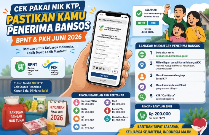 Cek Status Bansos Juni 2026 Cukup Pakai NIK KTP, Begini Cara Mengetahuinya