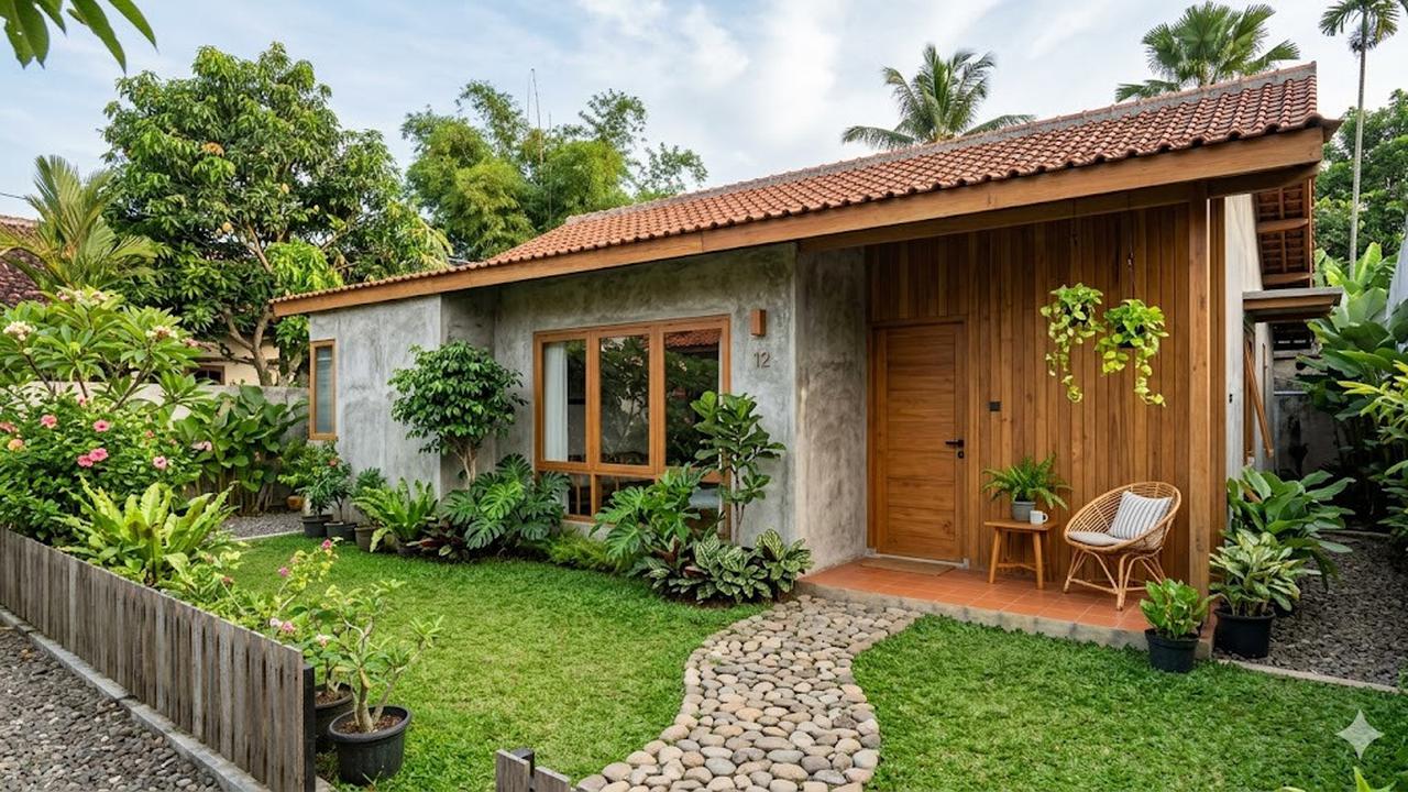 Kayu dan Beton Ekspos Membuat Rumah Sederhana Terasa Hangat Sekaligus Berkelas