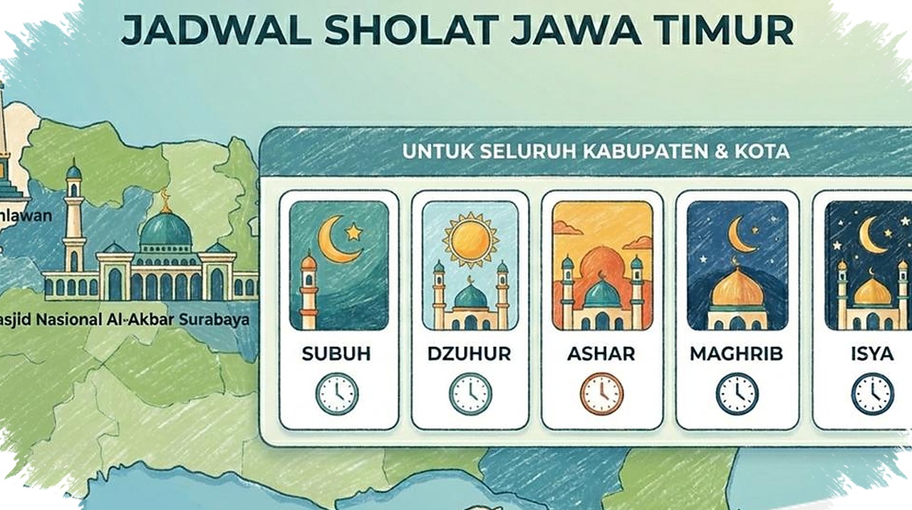 Pacitan Paling Lambat, Jadwal Sholat Jawa Timur 2 Juni 2026 Tersaji untuk 38 Wilayah