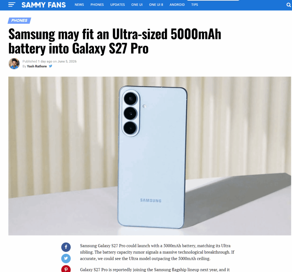 Baterai Galaxy S27 Pro Disebut Setara Ultra, Ukuran Lebih Kecil Justru Lebih Menguntungkan