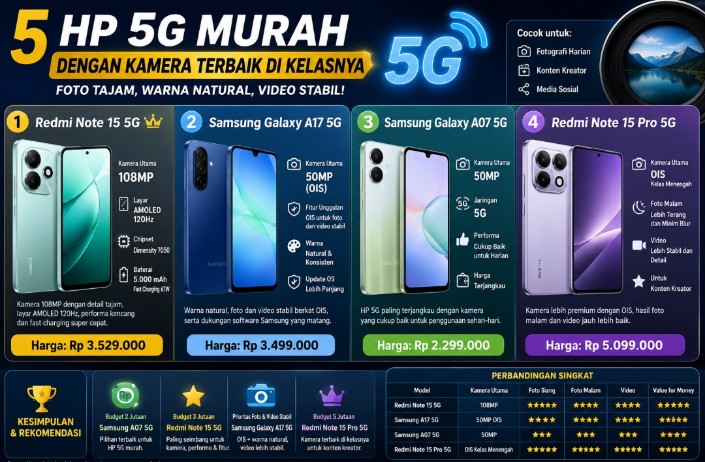 5 HP 5G Murah dengan Kamera Tajam, Pilihannya Ternyata Tidak Main-Main