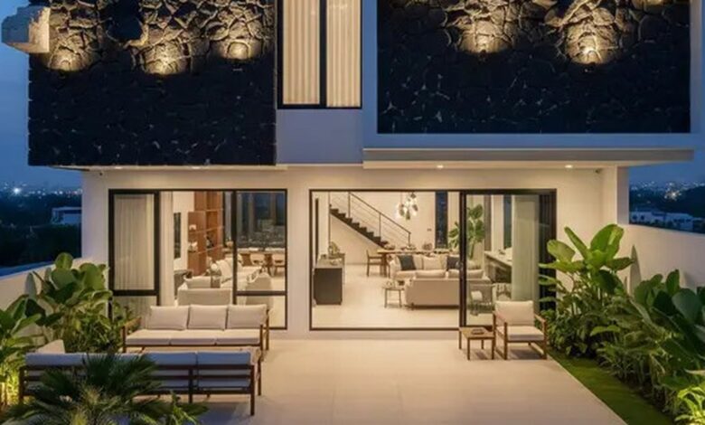 7 Desain Rumah Kampung dengan Batu Paras Putih yang Terlihat Mewah dan Tetap Adem