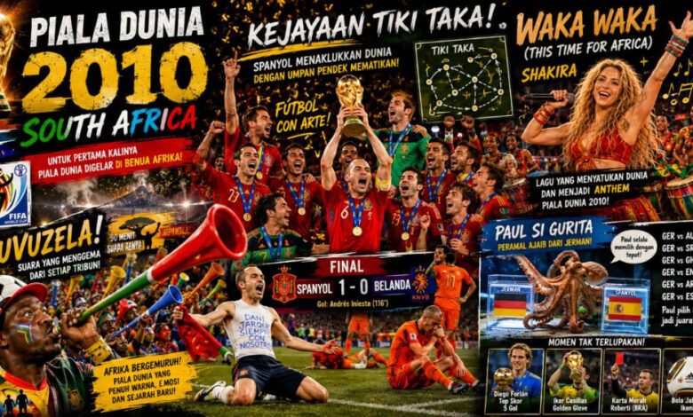Spanyol Menang di Tengah Vuvuzela dan Waka Waka, Piala Dunia Afrika Penuh Drama