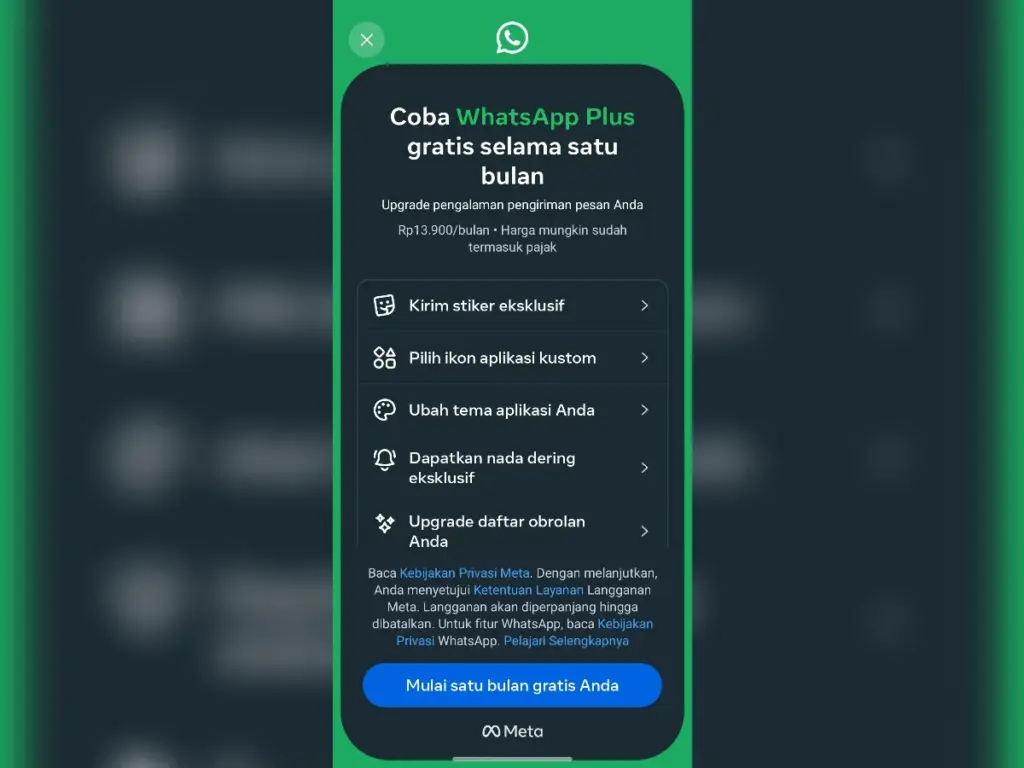 WhatsApp Plus Hadir di Indonesia, Coba Gratis Sebulan Sebelum Bayar Rp13.900