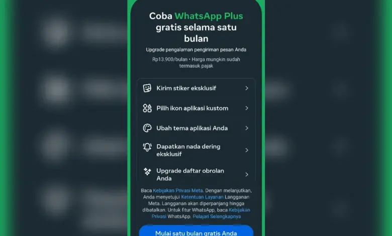 WhatsApp Plus Hadir di Indonesia, Coba Gratis Sebulan Sebelum Bayar Rp13.900
