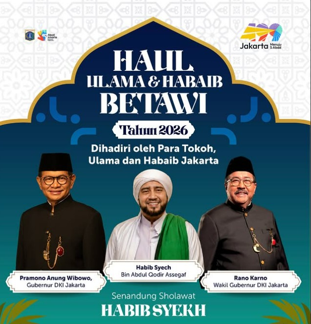 Monas Malam Ini Dipenuhi Sholawat, Pramono-Rano Hadir di Haul Akbar Ulama Betawi